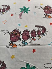 Vintage 1988 California Raisins Flat Sheet Full Size 80s Bedding Bibb VTG 80's  picture