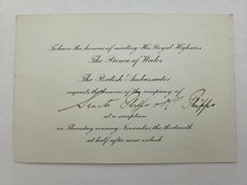 1919 antique PRINCE of WALES washington dc BRITISH EMBASSY INVITE Senator PHIPPS picture