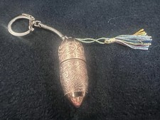Vintage Austrian Gold Tone Bullet Sewing Kit Keychain Etui COMPLETE With Thimble picture