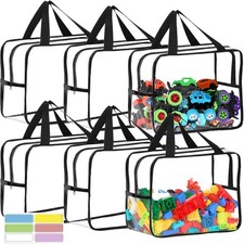 6 Pcs XL Toy Storage Bags Widen Waterproof Clear Toy Organizer with Labels picture