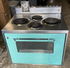 Vtg Hotpoint Mid Century Drop In Teal Aqua Turquoise Electric Stove Oven Range picture