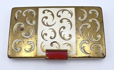 Vintage Yardley Bond Street Compact Cream Gold Tone Metal Rouge Face Powder picture