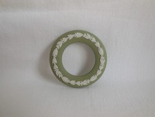 Wedgwood Sage Green Jasperware Double Sided Laurel Leaf Napkin Ring picture