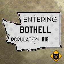 Entering Bothell Washington city limit highway road sign state outline 15x10 picture