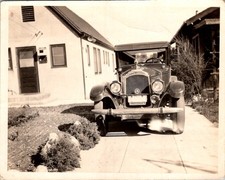 1929 Ford Model A Photograph Pasadena CA Franklin Ave Stucco House Sepia picture