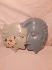 Vintage Art Deco Chalkware Wall Plaque Lovers Kiss Alexander Backer ABCO  picture