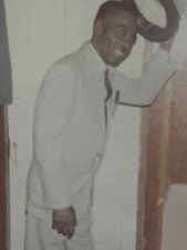 1960s African American Man White Suit Tipping Hat Fashion Black Americana picture