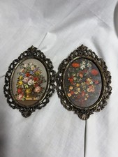 Vintage Made In Italy Set of 2 Ornate Brass Picture Frames Wall Decor  picture
