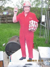 RED ADAIR OIL FIELD FIRE FIGHTER PEARL BEER LARGE CARDBOARD CUT-OUT picture