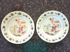 Antique Ashworth Bros Ironstone Plates Pair Chinoiserie B3194 Old Japan c. 1870s picture