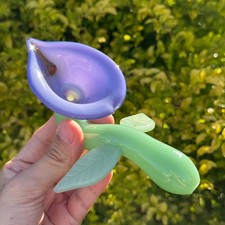 Calla Lily Glass Pipe Smoking Hand Spoon Pipe Tobacco Glass Smoke Bowl Gift picture