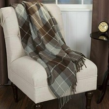 Lavish Home Soft Acrylic Blanket Throw - BROWN & GRAY PLAID - New in Plastic  picture
