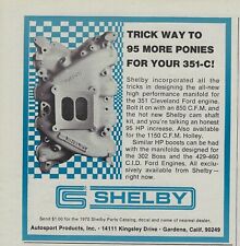 1970 Ford Shelby Cobra Parts Ad Intake Manifold Vintage Magazine Advertisement picture