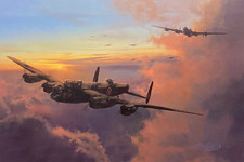 Towards Night's Darkness by Robert Taylor art print signed by 6 RABomber Aircrew picture