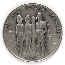 1845 U.S. Naval Academy Founded, Pewter Medal History of America Danbury Mint picture