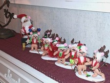 ANNALEE NEW SANTA MOUSE SLEIGH/ SANTA MOUSE REINDEER TEAM of 8 Adorable 2020 NWT picture