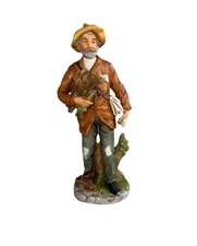 Vintage Homco #8884 Walking Old Timer Peasant Man Bundle Wood Gloves Figurine picture