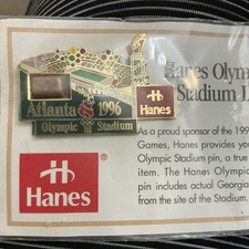 Atlanta 1996 Olympic Stadium Pin Hanes Sponsor Georgia Red Clay Sealed Rare picture