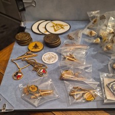 Grand Lodge of Texas A.F.&A.M. 1997 Masonic Lot Coins Pins Tokens Tie Clip picture