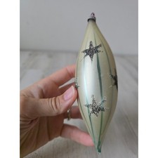 Vintage West Germany large icicle Mica striped glass ornament Xmas tree picture