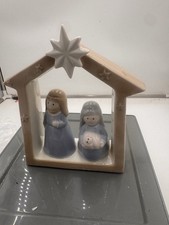 Transpac Ceramic Nativity Holy Family Christmas Manger Star 7” Modern Decor picture