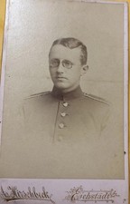Antique 1896 CDV German Soldier Portrait Curled mustache signed dated original picture