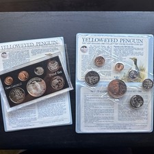 1988 New Zealand Proof 7 Coin Set 925 Yellow Penguin and Uncirculated Coin Set  picture