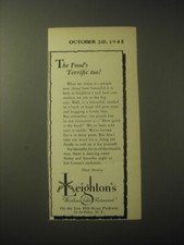 1948 Leighton's Restaurant Ad - The food's terrific too picture