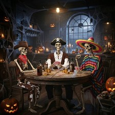 Yescom 3 Pack Life Size Skeleton Posable for Day of the Dead Halloween Decor picture