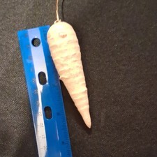 Antique 1920sCotton Batting White Icicle Radish  Christmas Ornament Germany 3.75 picture