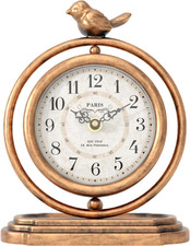 Gold Vintage Table Clock with Bird, European Retro Mantel Clocks picture