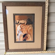 Vtg A Sutherland Signed Limited Edition 95 100 Native American Buffalo Art Frame picture