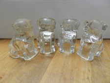 Vtg 1940s Federal Glass Clear Mopey Bull Dog Puppy Candy Holders 3” Lot Of 4 picture