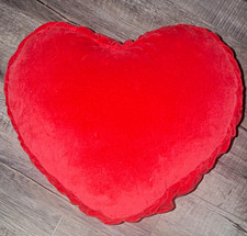 RARE Rachel Ashwell Shabby Chic Red Velvet Ruffle Heart Pillow Valentine’s 18x16 picture