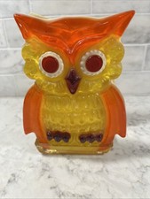 Vintage Orange & Yellow Lucite Owl Napkin Holder picture