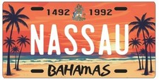 Nassau Bahamas Tropical Beach Palm Tree Aluminum License Plate picture
