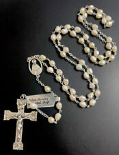 Catholic Genuine Mabe Fresh Water Pearl & Sterling Silver 22” Rosary picture