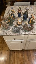 Large Set Old Faience French Polychrome Glazed Earthenware Nativity Scene picture
