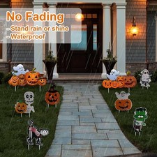 8 Pack Halloween Decorations Outdoor Yard Signs Pumpkin Ghost Monster w/ Stakes picture