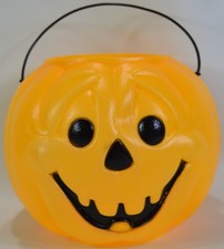 Vintage Halloween Blow Mold Pumpkin Pail Bucket Made in USA Rare Variant picture