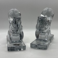 Pair of New Martinsville/Viking Glass Squirrel Bookends. 5.5
