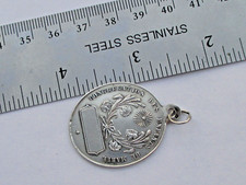 5g LARGE ANTIQUE FRENCH HALLMARK STERLING SILVER VIRGIN MARY RELIGIOUS MEDAL picture