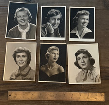 Lot of 6 VTG 1950's Black And White Midwest College Co-Ed Portrait Pictures picture