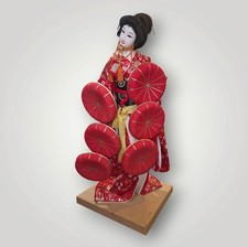Vintage Japanese Geisha Doll Red Kimono 23