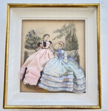 La Mode Illustree Shadow Box French Victorian Fashion 3D Fabric Dresses  13.5 12 picture