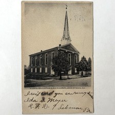 Zion’s Ev Lutheran Church Jonestown PA Antique Postcard UDB Historic Old Scarce picture