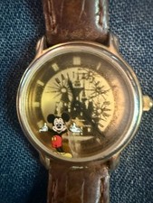  Vintage 1990s Disney Time Works Mickey Mouse 3D Castle Watch 27mm New Battery picture