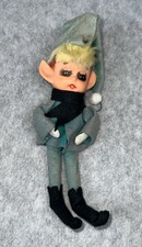 Vtg Japan Pixie ELF Ornament Blue 6” picture