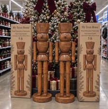 My Texas House 5ft Wood Decorative Nutcracker in Dark Natural Finish , ONLY 1 PC picture