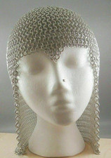 Aluminum Chainmail Hood Women Armor Party Costume Chain mail Butted Coif LARP picture